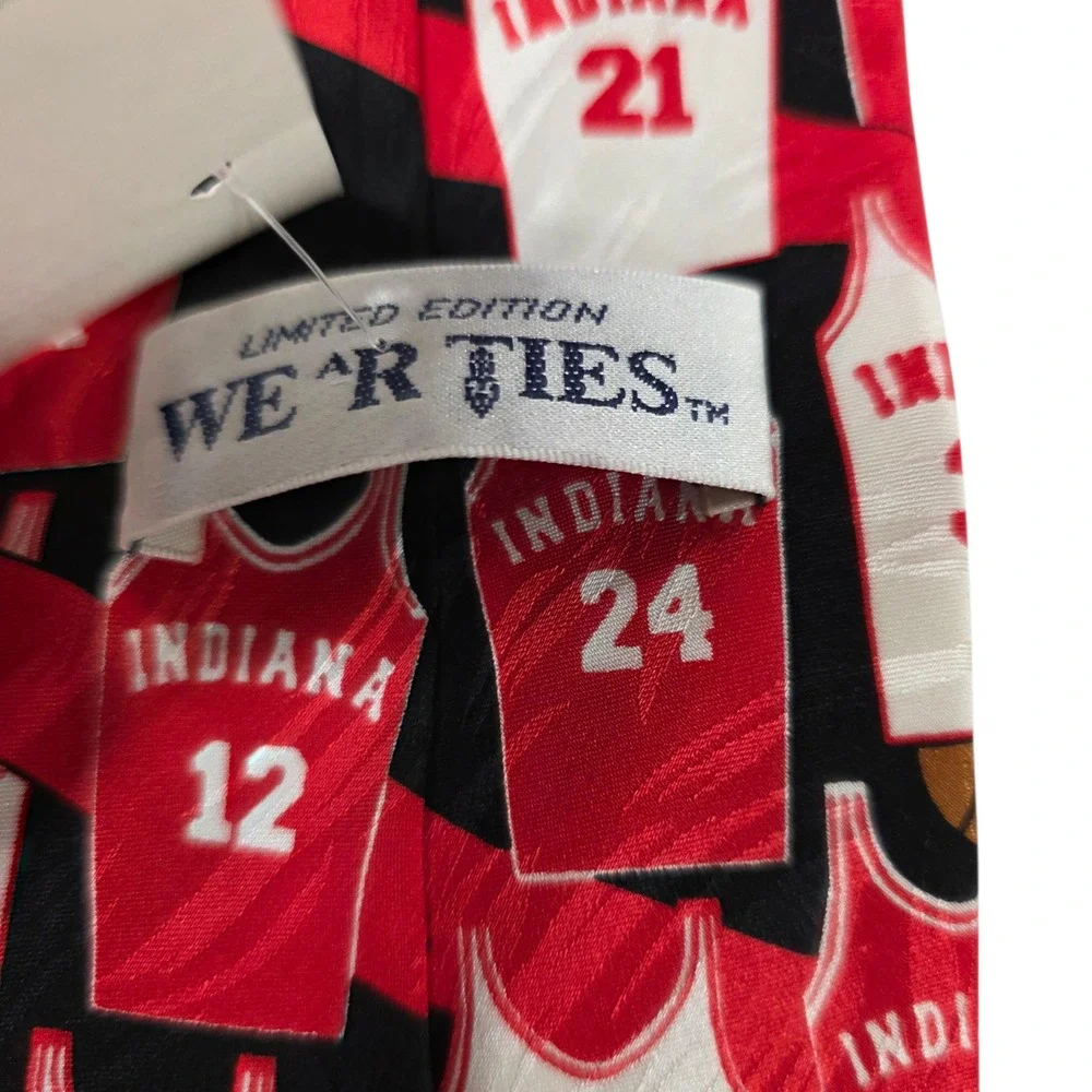 Wear Ties Mens Necktie Red Black Silk Indiana Basketball‎ Jersey Sporty Coach